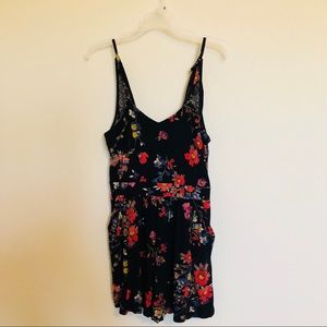 Black floral romper